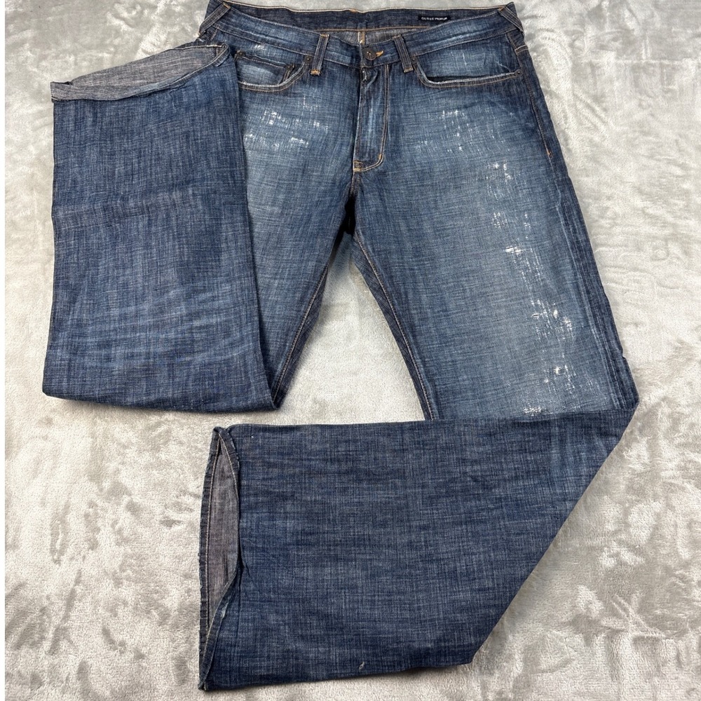 Guess Premium Jeans Mens 36 Blue Distressed Bootcut EUC